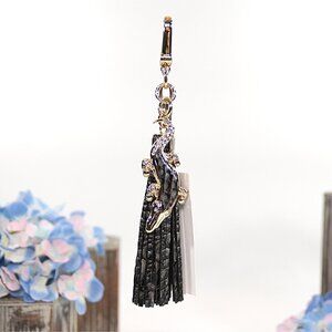 Brahmin Nocturnal Melbourne Leather Crystal Crocodile Charm Tassel Bag Charm NWT